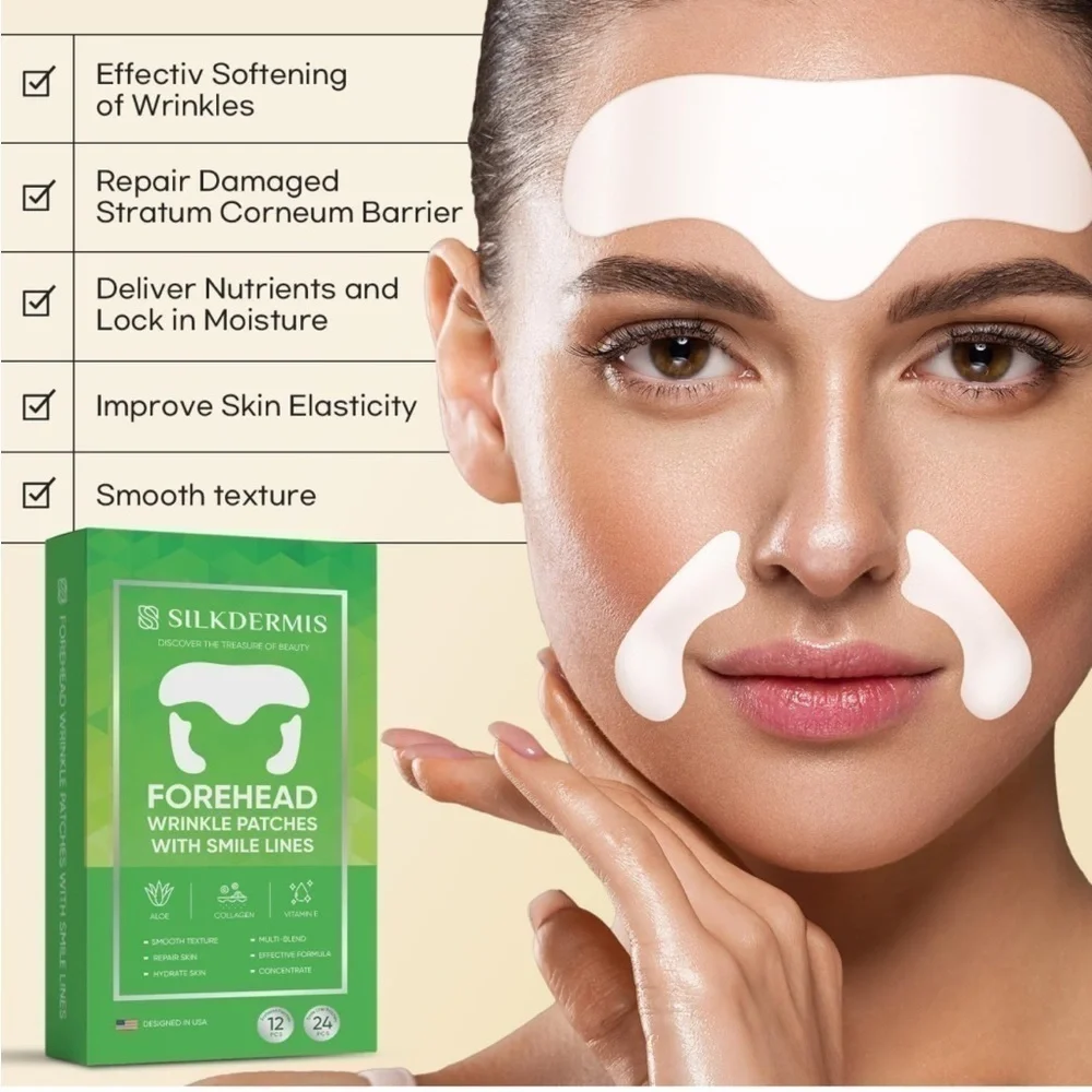 Brand New Forehead Wrinkle Treatment Patches Smile Line Aloe Collagen Vitamin E
